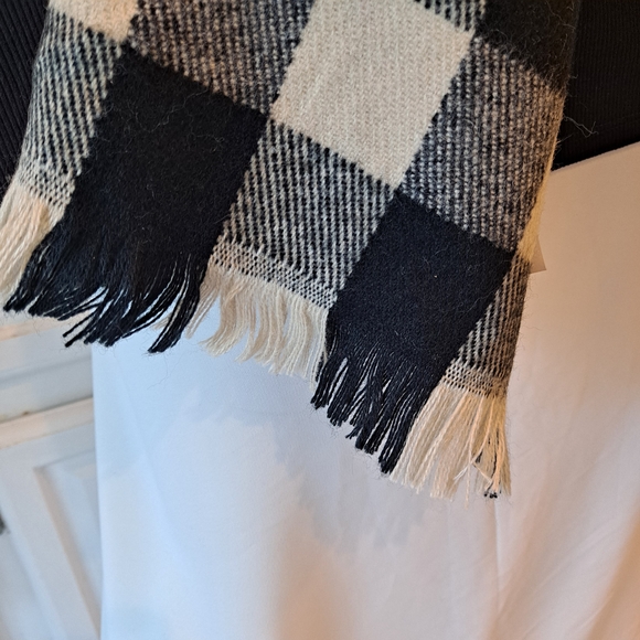 J. Crew Black and Cream Plaid Scarf - Picture 3 of 5